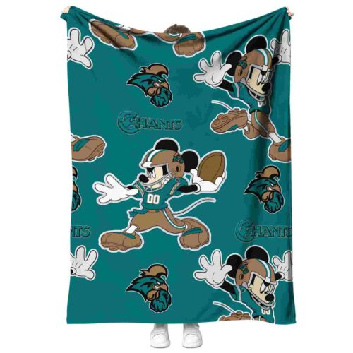 personalized coastal carolina chanticleers mickey green blanket best selling
