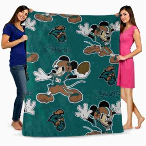 personalized coastal carolina chanticleers mickey green blanket fashion forward