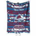 personalized colorado avalanche floral stripes burgundy white blanket best selling