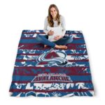 personalized colorado avalanche floral stripes burgundy white blanket best selling
