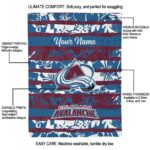 personalized colorado avalanche floral stripes burgundy white blanket best selling