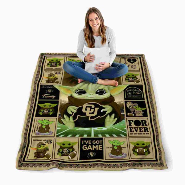 personalized colorado buffaloes baby yoda gold blanket high quality