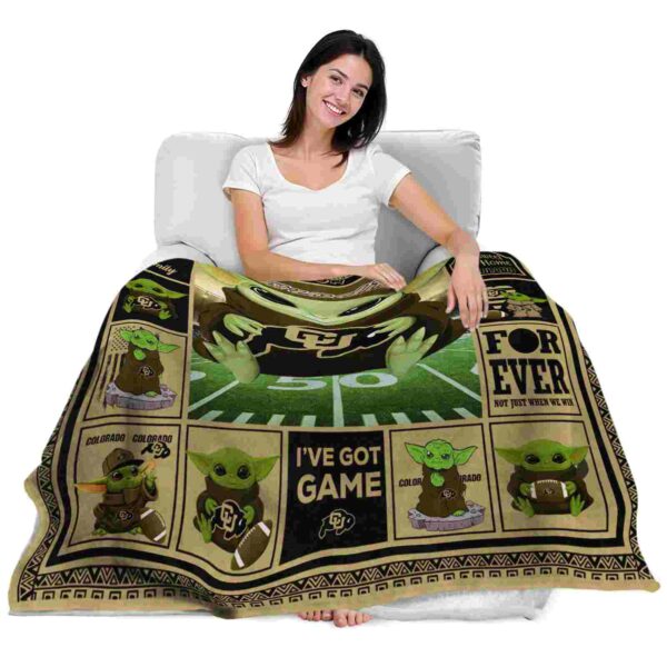 personalized colorado buffaloes baby yoda gold blanket latest model