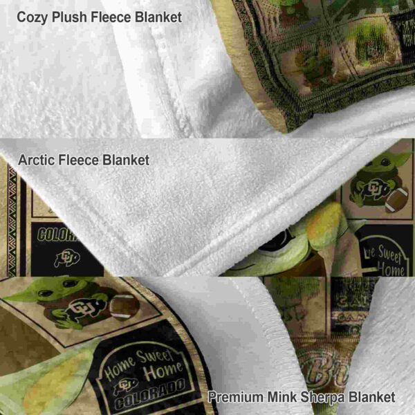 personalized colorado buffaloes baby yoda gold blanket premium grade