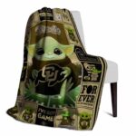personalized colorado buffaloes baby yoda gold blanket top rated
