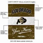 personalized colorado buffaloes grunge texture gold white blanket best selling