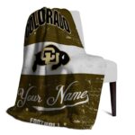 personalized colorado buffaloes grunge texture gold white blanket best selling