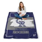 personalized colorado rockies paint strokes blue white blanket high quality