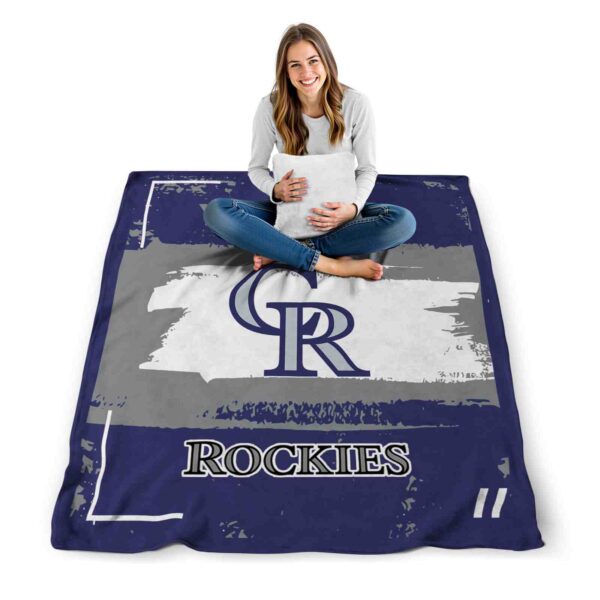 personalized colorado rockies paint strokes blue white blanket high quality