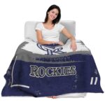personalized colorado rockies paint strokes blue white blanket latest model