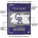 personalized colorado rockies paint strokes blue white blanket new arrival