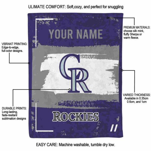 personalized colorado rockies paint strokes blue white blanket new arrival
