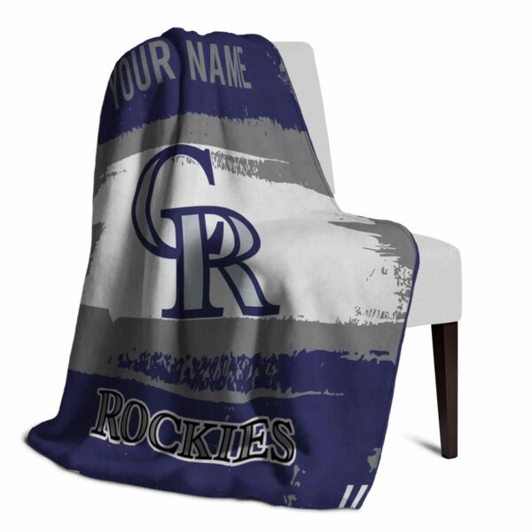 personalized colorado rockies paint strokes blue white blanket top rated