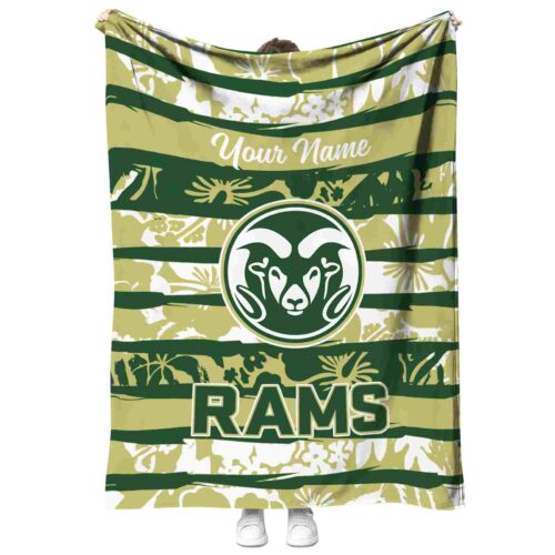 personalized colorado state rams floral stripes green white blanket best selling