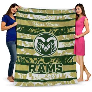 personalized colorado state rams floral stripes green white blanket fashion forward