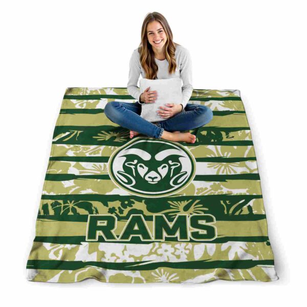 personalized colorado state rams floral stripes green white blanket high quality