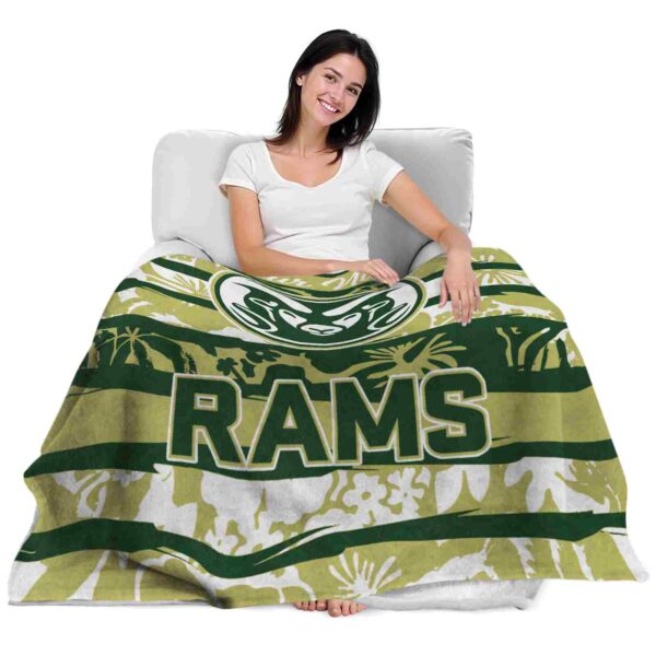 personalized colorado state rams floral stripes green white blanket latest model