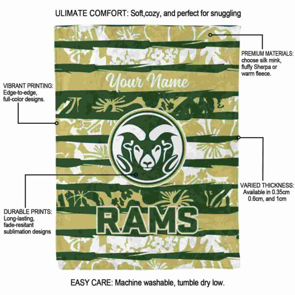 personalized colorado state rams floral stripes green white blanket new arrival