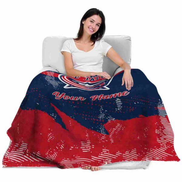 personalized columbus blue jackets grunge streaks navy blue blanket latest model