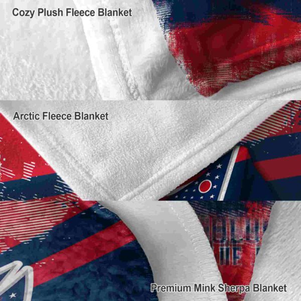 personalized columbus blue jackets grunge streaks navy blue blanket premium grade