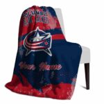 personalized columbus blue jackets grunge streaks navy blue blanket top rated