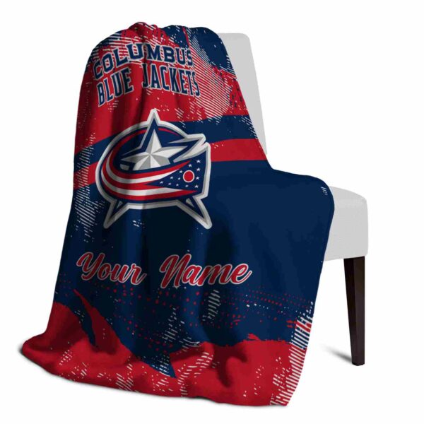personalized columbus blue jackets grunge streaks navy blue blanket top rated