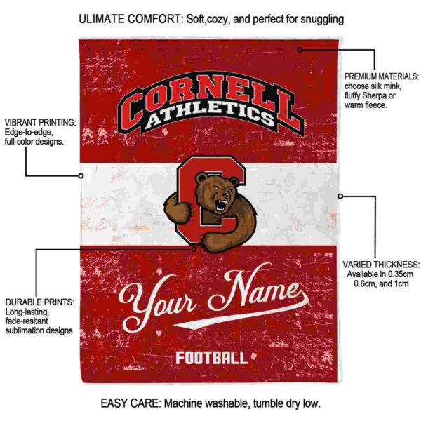 personalized cornell big red grunge texture red white blanket new arrival