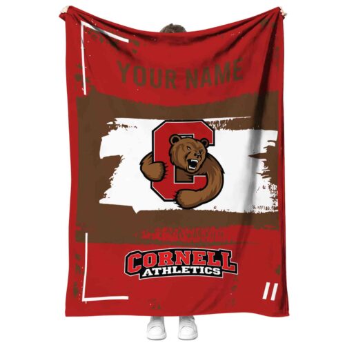 personalized cornell big red paint strokes red white blanket best selling