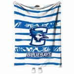 personalized creighton bluejays floral stripes blue white blanket best selling