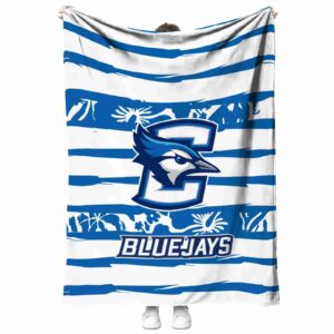 personalized creighton bluejays floral stripes blue white blanket best selling