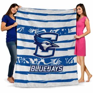personalized creighton bluejays floral stripes blue white blanket fashion forward