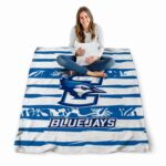 personalized creighton bluejays floral stripes blue white blanket high quality