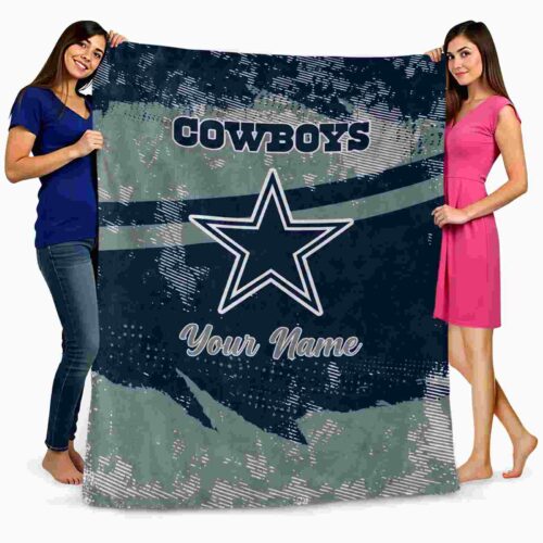 personalized dallas cowboys grunge streaks blue blanket fashion forward