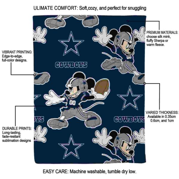 personalized dallas cowboys mickey blue blanket new arrival