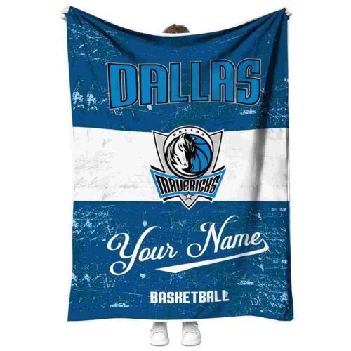 personalized dallas mavericks grunge texture blue white blanket best selling