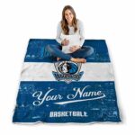 personalized dallas mavericks grunge texture blue white blanket high quality