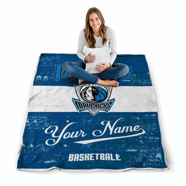 personalized dallas mavericks grunge texture blue white blanket high quality