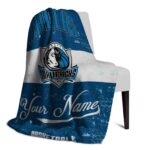 personalized dallas mavericks grunge texture blue white blanket top rated