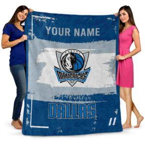 personalized dallas mavericks paint strokes blue white blanket fashion forward