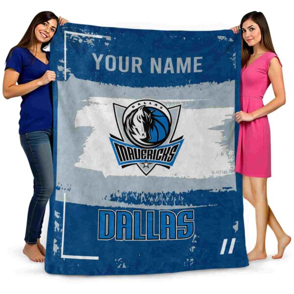 personalized dallas mavericks paint strokes blue white blanket fashion forward