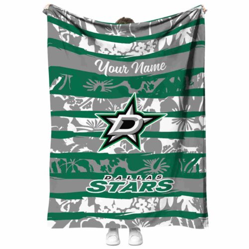 personalized dallas stars floral stripes green white blanket best selling