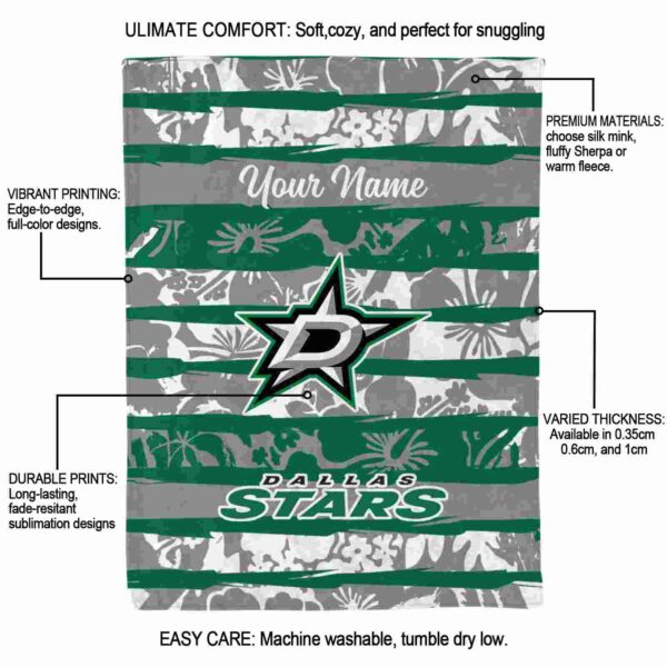 personalized dallas stars floral stripes green white blanket new arrival