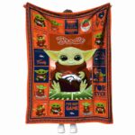 personalized denver broncos baby yoda orange blanket best selling