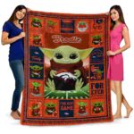 personalized denver broncos baby yoda orange blanket best selling