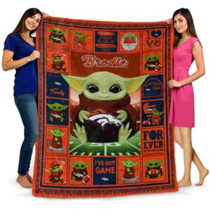personalized denver broncos baby yoda orange blanket fashion forward