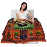 personalized denver broncos baby yoda orange blanket best selling