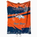 personalized denver broncos grunge streaks orange blanket best selling
