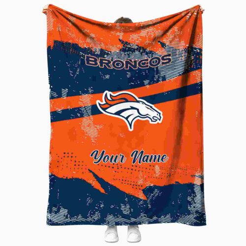 personalized denver broncos grunge streaks orange blanket best selling