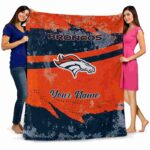 personalized denver broncos grunge streaks orange blanket best selling