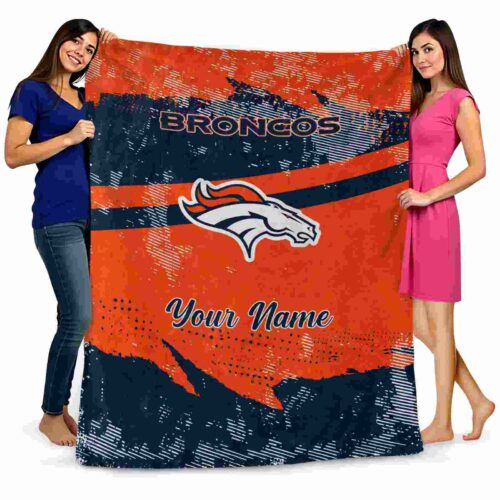personalized denver broncos grunge streaks orange blanket fashion forward